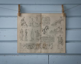 1887 Vintage Roman Sculpture Illustration