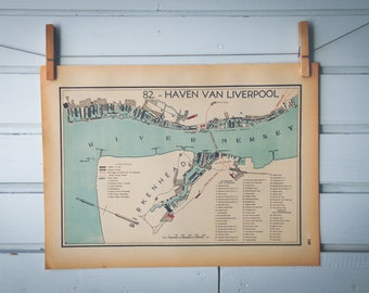 1941 Vintage Map of Liverpool Harbour