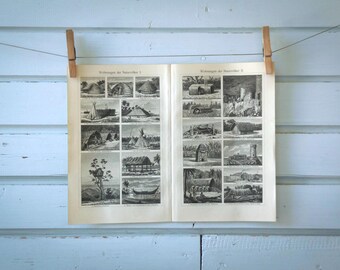 1907 Vintage Indigenous Dwellings Illustration