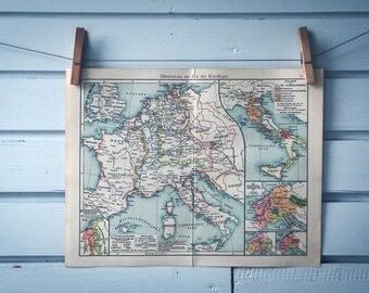1908 Vintage Map of the Carolingian Empire