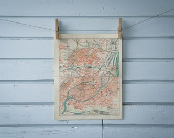 1907 Vintage Strasbourg Map