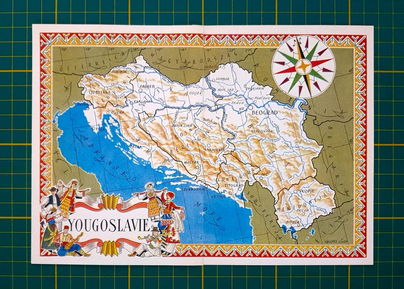 1955 Vintage Yugoslavia Map - Etsy