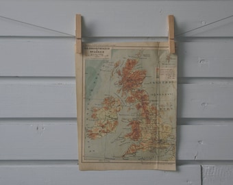 1912 Vintage United Kingdom & Ireland Map