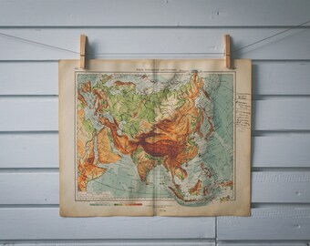 1928 Vintage Map of Asia