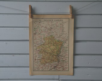 1941 Vintage Map of Limburg Province of Belgium