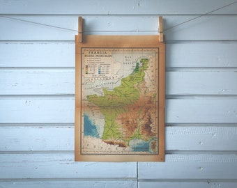 1946 Vintage Map of France