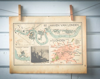 1941 Vintage Map of London Harbour