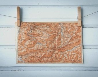 1903 Vintage East Bregenz Forest Mountains & South Allgäu Alps Map