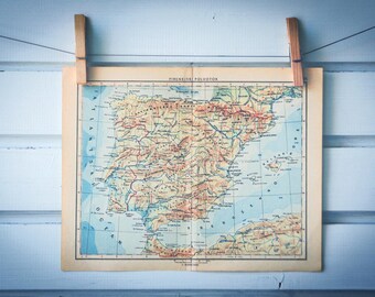 1956 Vintage Map of Spain