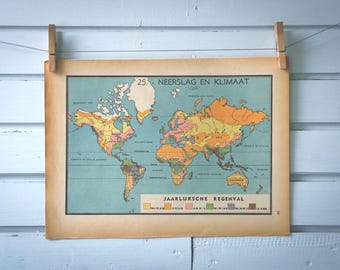 1941 Vintage World Rainfall Map