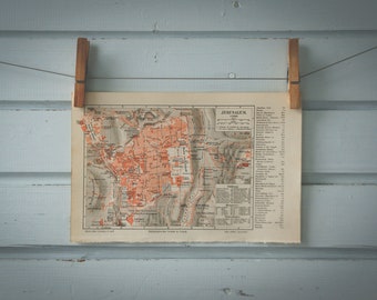 1907 Vintage Map of Jerusalem