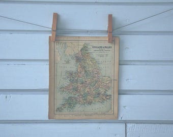 1896 Vintage Map of England