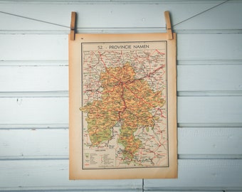 1941 Vintage Map of the Namur Province of Belgium