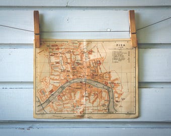1908 Vintage Map of Pisa
