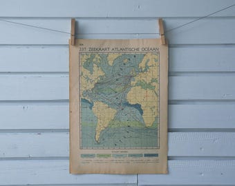 1941 Vintage Map of the Atlantic Ocean