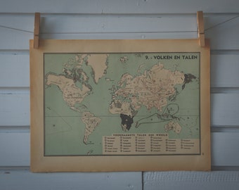 1941 Vintage Ethnographic World Map