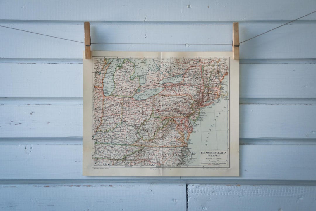 1907年ヴィンテージ北東アメリカ地図 - Etsy 日本