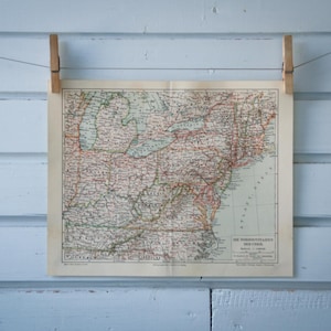 Carte des États-Unis du nord-est, vintage 1907