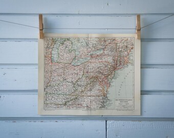 1907 Vintage NE United States Map