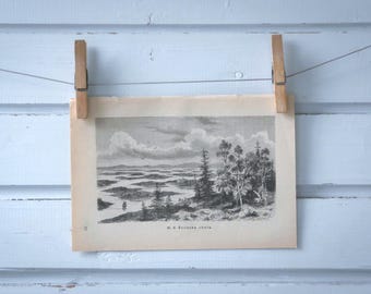 1892 Vintage Coast of Sweden Lithograph Illustration