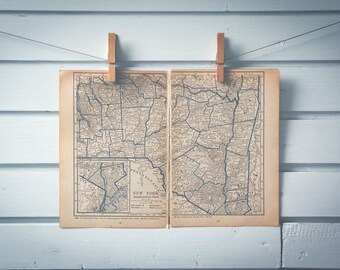 1929 Vintage South New York State Map