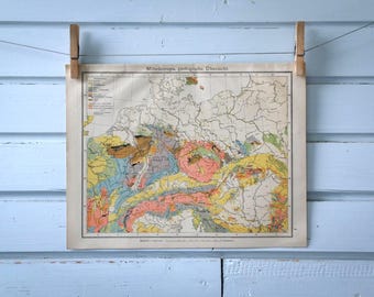 1907 Vintage Central Europe Geology Map