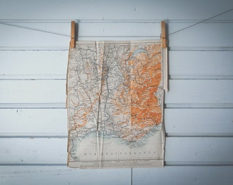 1910 Vintage Southeast France Map