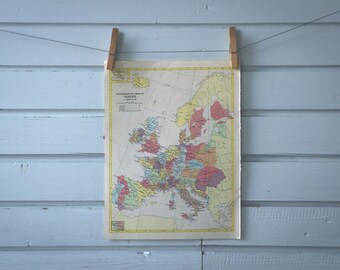 1957 Vintage Ecclesiastical Map of Europe in 14th Century