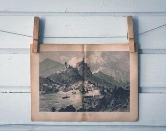 1883 Vintage Hvar Lithograph Illustration