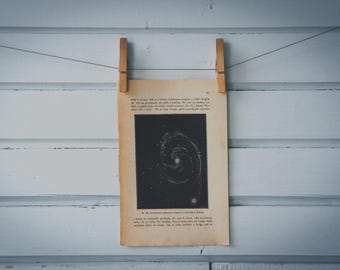 1895 Vintage Whirlpool Galaxy Lithograph Illustration