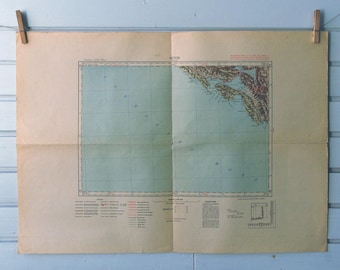 1950 Vintage Bay of Kotor Map