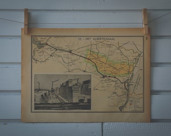 1941 Vintage Map of Albert Canal