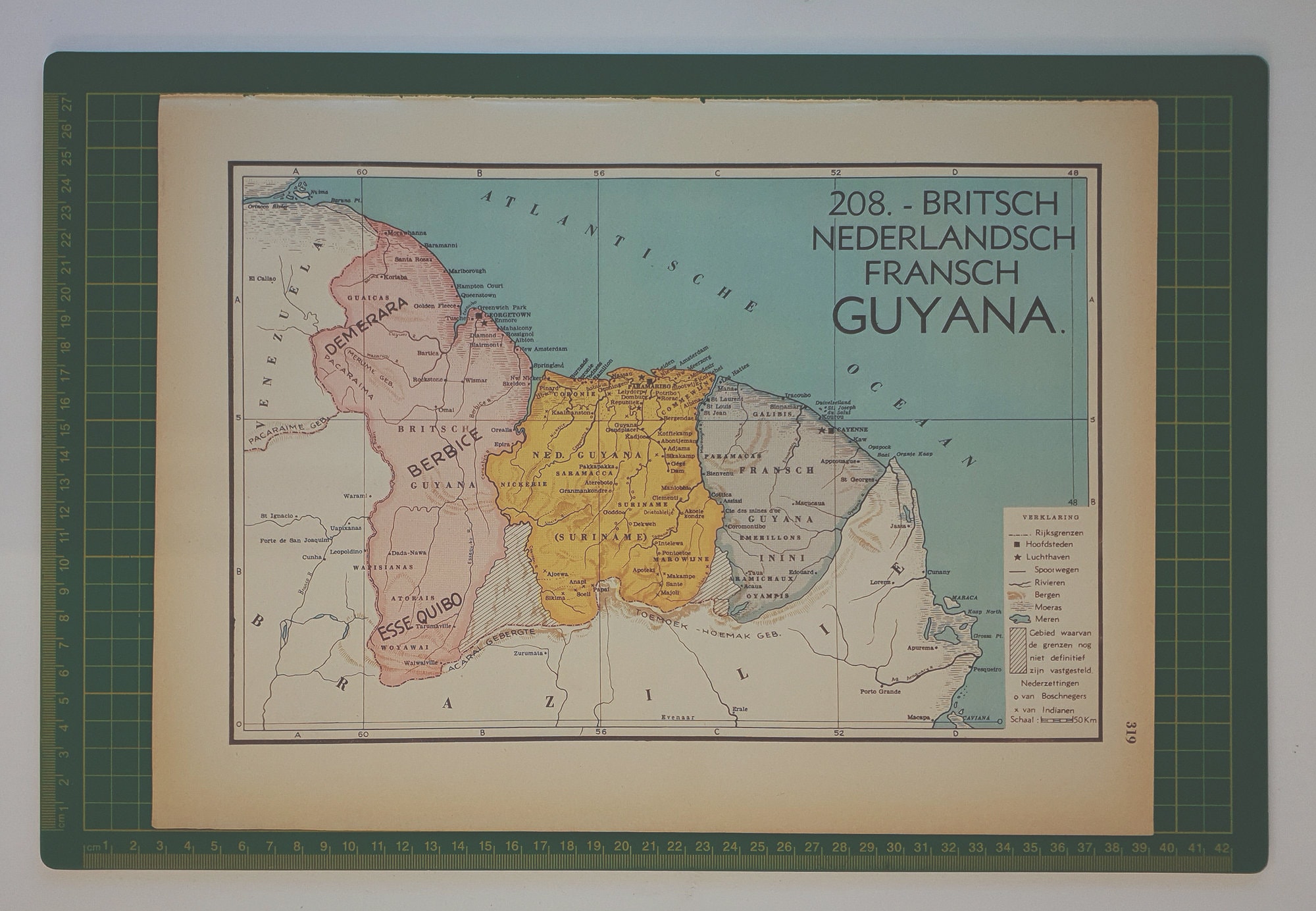 1941 Vintage Map of the Guianas