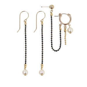 Earring stud set, Black and white earring,  Multiple piercings, Double piercing earring, Triple piercing earring, Beaded Unique hoop earring