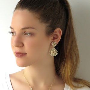 Lange Hängende Perlohrringe, Brautschmuck