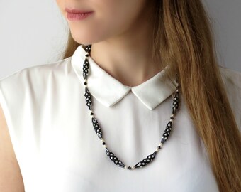 Black and white beaded Statement necklaces for women, Formal and classic necklace