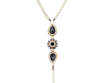 Collier de perles et de cristaux Swarovski, collier pendentif délicat, collier de perles Swarovski, collier de perles fait main