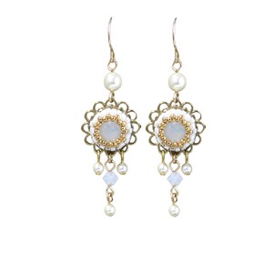 Swarovski pear and crystal bridal drop earrings, wedding day earrings for the bride