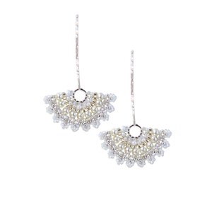 Wedding earrings for brides, Bridal dangle earrings, Swarovski pearl bridal earrings, Beaded earrings for wedding image 3