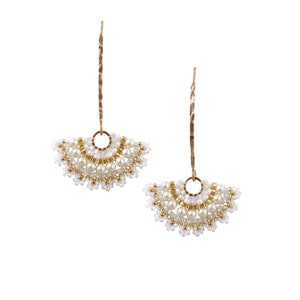 Wedding earrings for brides, Bridal dangle earrings, Swarovski pearl bridal earrings, Beaded earrings for wedding image 2