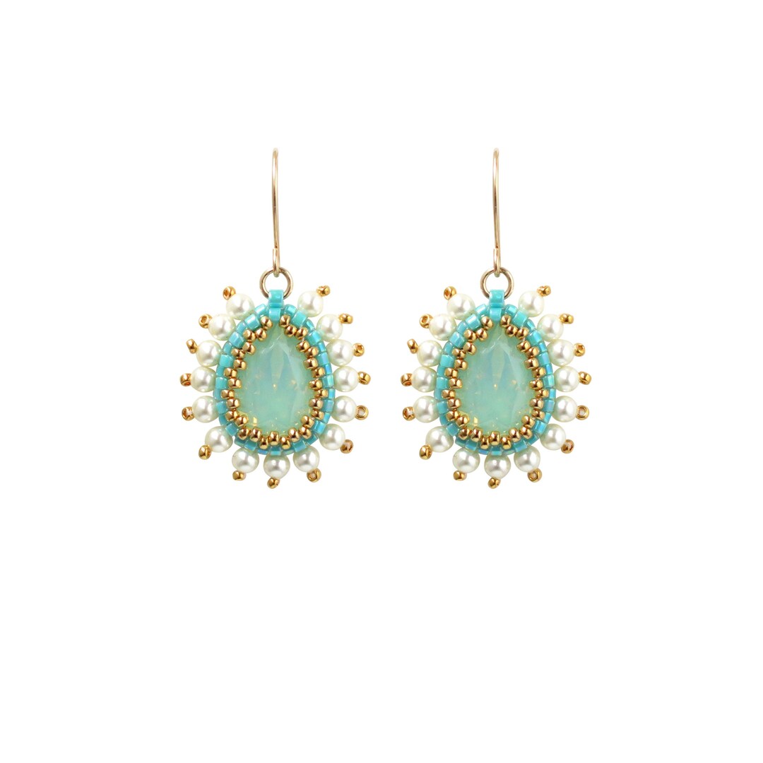 Lavallette Turquoise and Pearl Teardrop Earrings