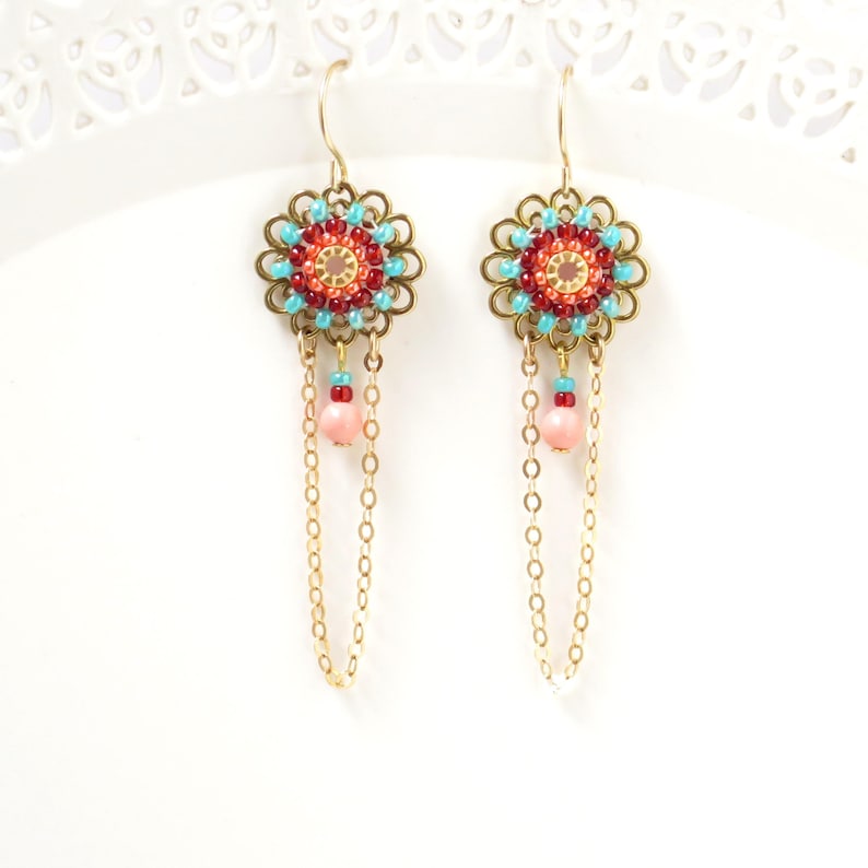 Dainty Earrings Dangle Colorful Earrings Gold Delicate Etsy