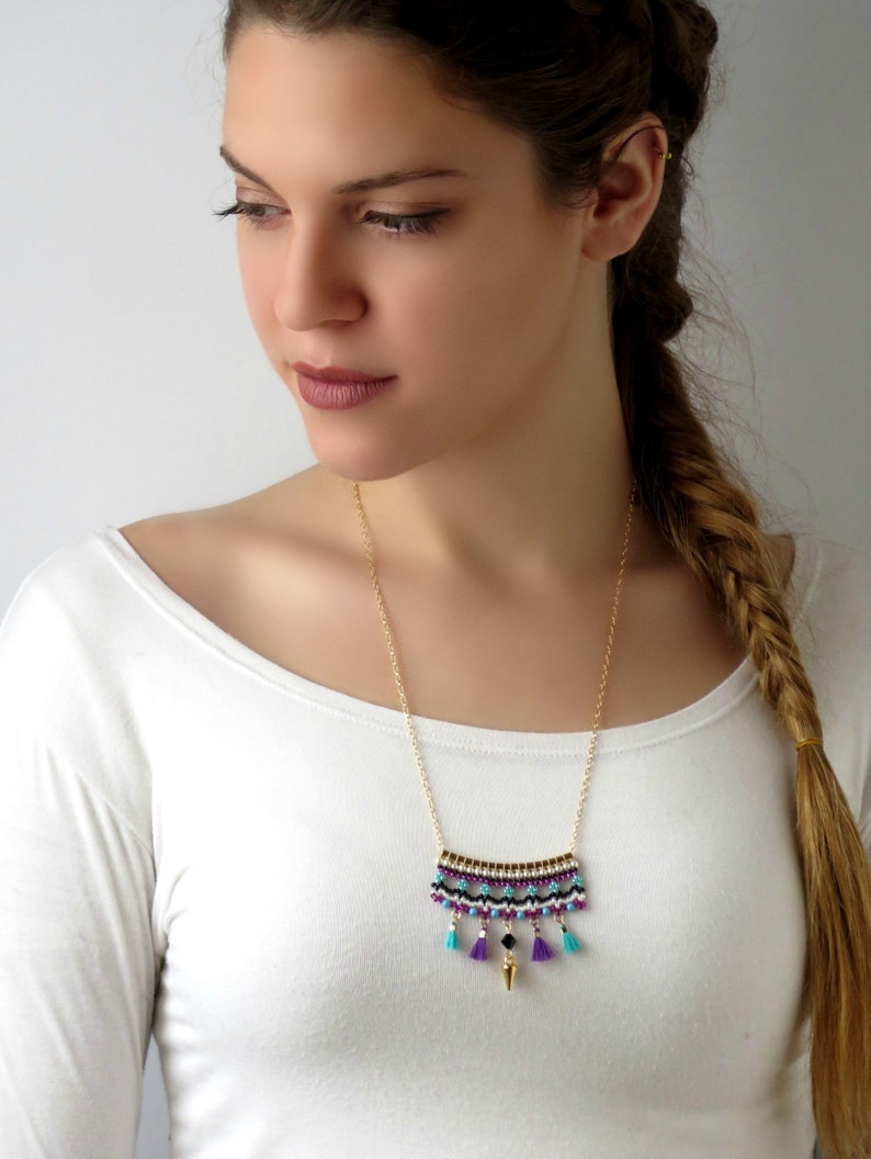 Tassel Stud Earrings Funky Earrings Studs Pink and Black Etsy UK