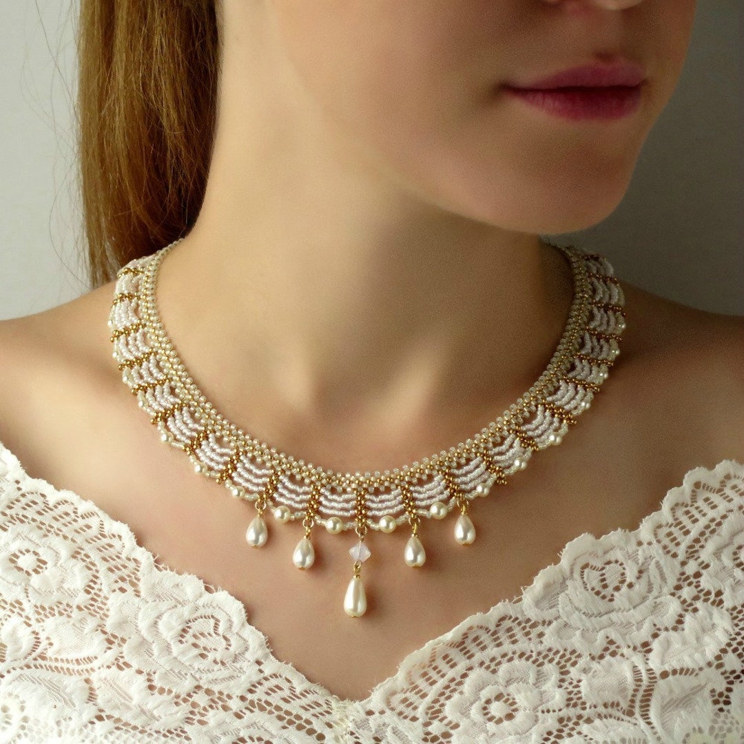 Pearl Bridal Necklace Wedding Necklace for Brides Swarovski Pearl