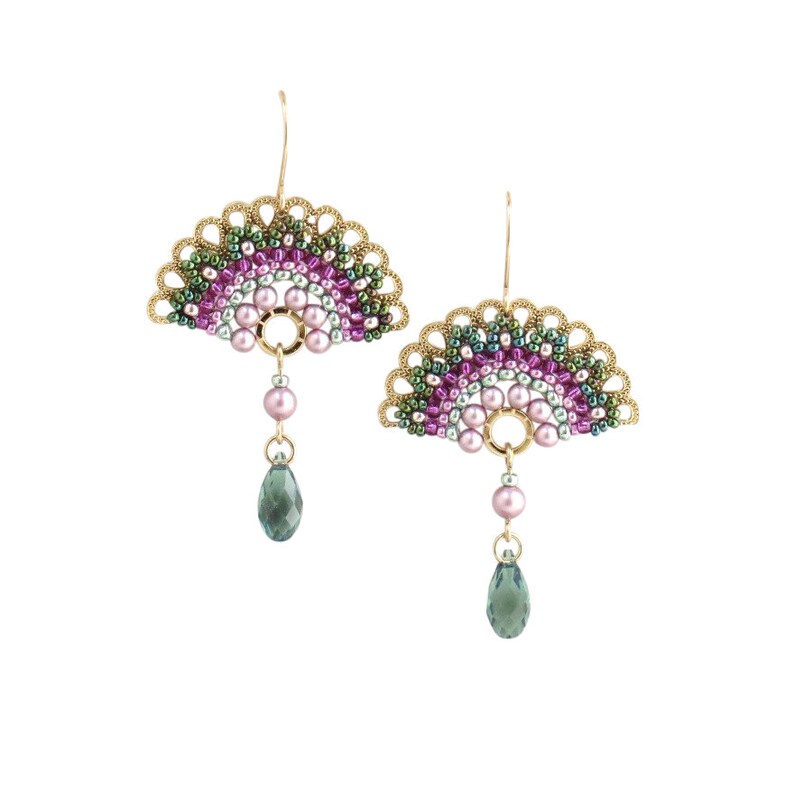 Fan Earring Dangle Unique Beaded Earrings Fashion Earrings Etsy UK