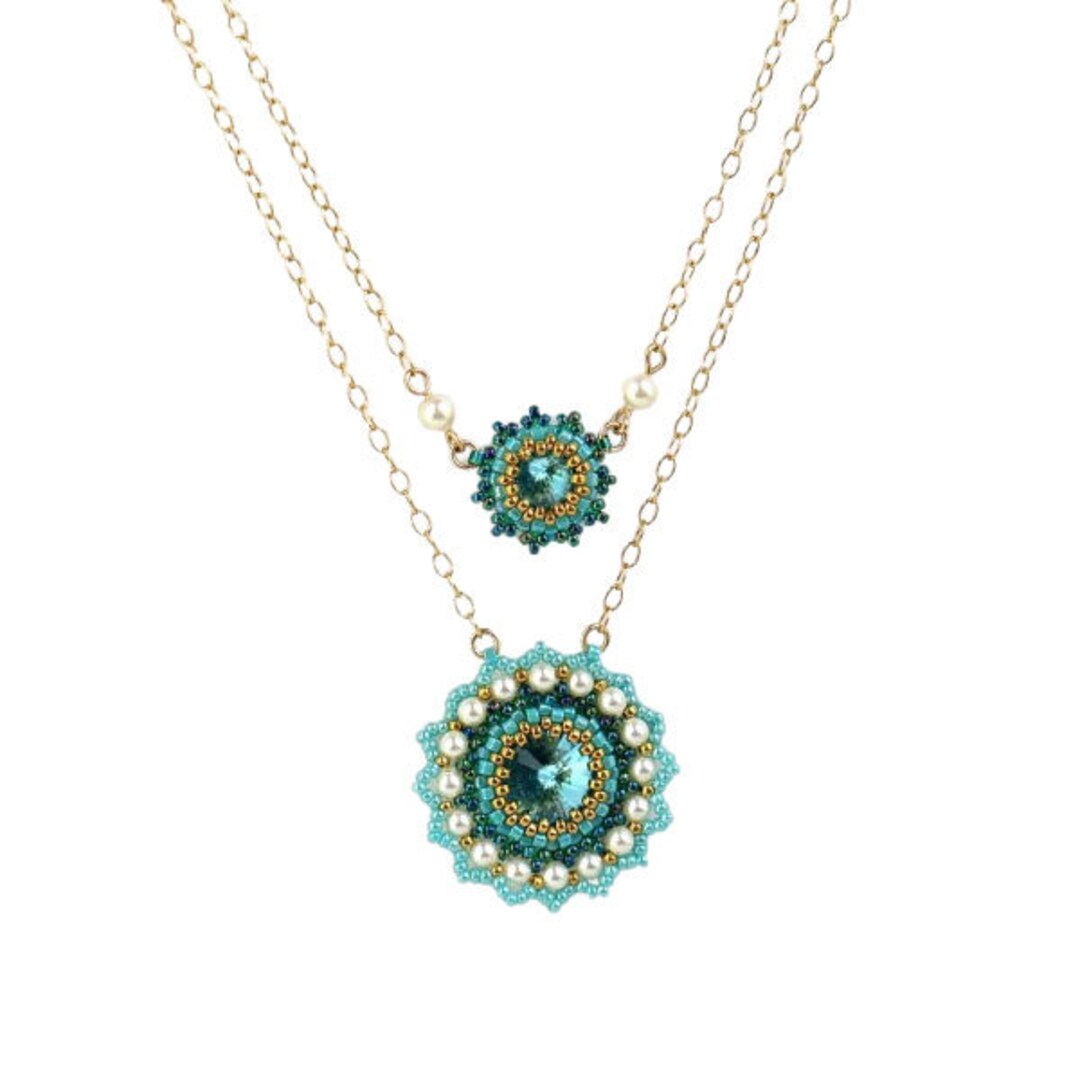 Turquoise and Gold Layered Necklace, Statement Multi Strand Swarovski ...