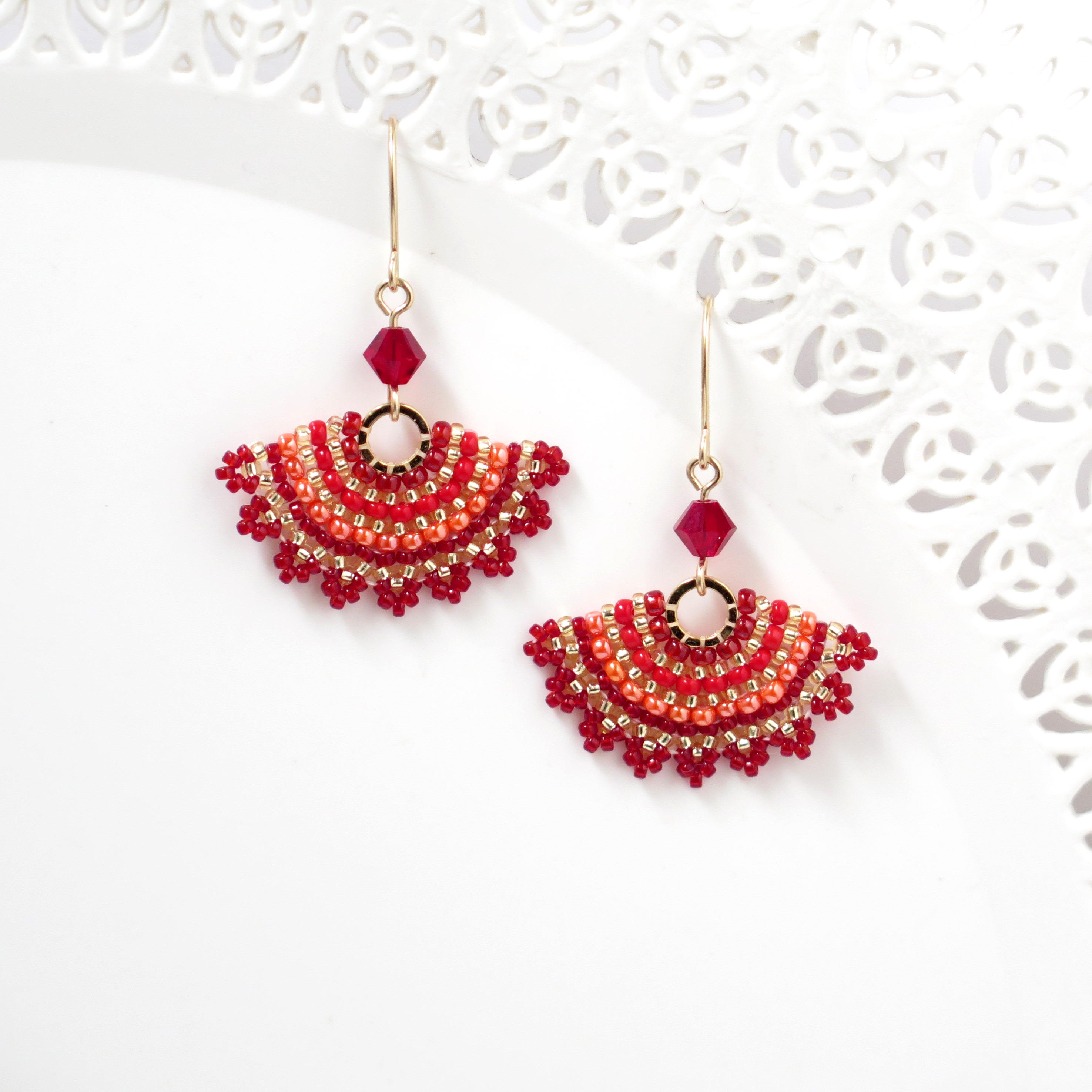 'Rom Binhi' Beaded Fan Earrings