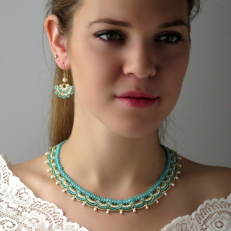 Necklace and Earring Sets for Her Turquoise and Gold Statemen - Etsy