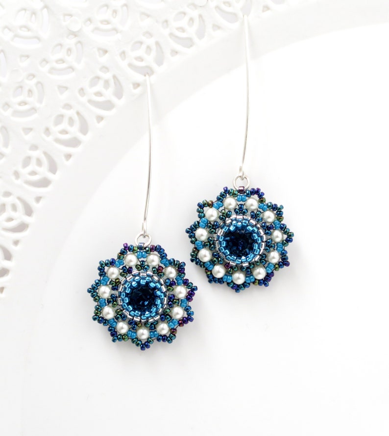 Statement Beaded Necklace and Earrings Set Blue Wedding Etsy