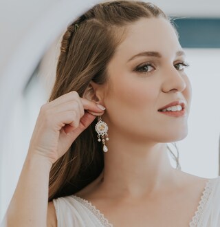 2 Paia Orecchini A Bottiglia Di Champagne Con Cristalli E Perle – Bijoux Donna Per Feste E Matrimoni